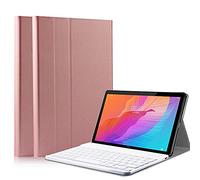 QYiD Custodia con Tastiera per Huawei MatePad T10/T10s 2020, Sottile Pelle PU Custodia Case con Magnetically Wireless Tastiera per T10s 10.1" / T10 9.7" Tablet, Rosegold