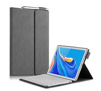 QYiD Custodia con Tastiera per Huawei MatePad T10S / T10 2020, Business Custodia Protettiva in Pelle con Magnetically Tastiera Removibile per Huawei MatePad T10S 2020, Grigio