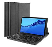 QYiD Custodia con Tastiera per Huawei MediaPad M5 Lite 10, Sottile Pelle PU Custodia Case con Magnetically Wireless Tastiera per Huawei MediaPad M5 10-Pollici Lite 10.1" 2018, Nero