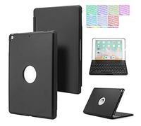 QYiD Custodia con Tastiera per iPad 2018 (6a Gen) - 2017 (5a Gen) - iPad PRO 9.7 - iPad Air 2 & 1, Wireless Custodia Tastiera con 7 Colori Retroilluminati, Rotazione a 180 Gradi, Nero