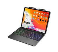 QYiD Custodia con Tastiera per iPad PRO 12.9 2020 4a Gen / 2018 3rd Gen, Wireless Custodia Tastiera con 7 Colori Retroilluminati, Rotazione a 180 Gradi per iPad PRO 12.9 Pollice, Nero