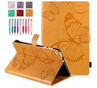 QYiD Custodia in pelle per Galaxy Tab S6 10.5 pollici 2019 SM-T860/T865, farfalla disegno goffratura disegno PU cuoio Folio Smart Cover con portapenne per Galaxy Tab S6 10.5 pollici 2019, arancione