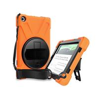 QYiD Custodia per Fire HD 10(7th/9th Generation, 2017/2019 Release), Heavy Duty Rigido Antiurto Protettiva con 360 Supporti Girevoli/Cinturino a Mano, Tracolla per Kindle Fire HD 10.1"(Arancia)