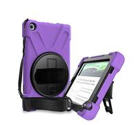 QYiD Custodia per Fire HD 8 2018/2017, Heavy Duty Antiurto Protettiva con 360 Supporti Girevoli/Cinturino a Mano, Tracolla per Fire HD 8 Tablet (8th/7th Generation, 2018/2017 Release) (Púrpura)