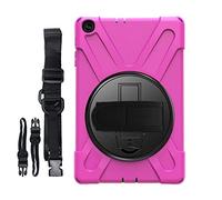 QYiD Custodia per Galaxy Tab A 10.1 (2019), Heavy Duty Antiurto Rigido Protettiva con 360 Supporti Girevoli/Cinturino a Mano, Tracolla per Samsung Galaxy Tab A 10.1 (2019) SM-T510 / SM-T515, Rose