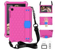QYiD Custodia per Galaxy Tab A 10.1 2019 (SM-T510/T515), per Bambini Leggero Eva Protective per Bambini con Kickstand/Grip Handle & Tracolla per 10.1 Pollici Galaxy Tab A SM-T510 SM-T515, Rose/Blu