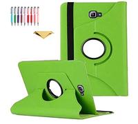 QYiD Custodia per Galaxy Tab A 10.1" SM-T580, PU Pelle Flip Protettivo Stand Custodia Ruotare Cover con Portapenne per Samsung Galaxy Tab A 10.1 Pollici SM-T580 T585 T587 (No S Pen Version), Verde