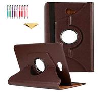 QYiD Custodia per Galaxy Tab A 10.1" SM-T580, PU Pelle Flip Protettivo Stand Custodia Ruotare Cover con Portapenne per Galaxy Tab A 10.1 Pollici SM-T580 T585 T587 (No S Pen Version), Marrone