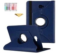 QYiD Custodia per Galaxy Tab A 10.1" SM-T580, PU Pelle Flip Protettivo Stand Custodia Ruotare Cover con Portapenne per Samsung Galaxy Tab A 10.1 Pollici SM-T580 T585 T587 (No S Pen Version), Blu