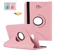 QYiD Custodia per Galaxy Tab A 10.1" SM-T580, PU Pelle Flip Protettivo Stand Custodia Ruotare Cover con Portapenne per Samsung Galaxy Tab A 10.1 Pollici SM-T580 T585 T587 (No S Pen Version), Pink