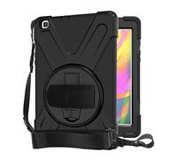 QYiD Custodia per Galaxy Tab A 8.0 & S Pen Rigido Antiurto Protettiva Cover with Stand, Hand Strap & Shoulder Strap per Samsung Galaxy Tab A 8.0 & S Pen (2019) / SM-P200 / SM-P205, Nero