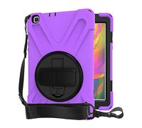 QYiD Custodia per Galaxy Tab A 8.0 & S Pen Rigido Antiurto Protettiva Cover with Stand, Hand Strap & Shoulder Strap per Samsung Galaxy Tab A 8.0 & S Pen (2019) / SM-P200 / SM-P205, Viola