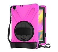 QYiD Custodia per Galaxy Tab A 8.0 & S Pen Rigido Antiurto Protettiva Cover with Stand, Hand Strap & Shoulder Strap per Samsung Galaxy Tab A 8.0 & S Pen (2019) / SM-P200 / SM-P205, Rose