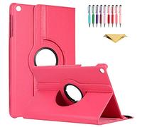 QYiD Custodia per Galaxy Tab A 8.0 SM-P200/P205, PU Pelle Flip Protettivo Stand Custodia Ruotare Cover con Portapenne per Samsung Galaxy Tab A 8 Pollici 2019 Release with S Pen Version, Rosa