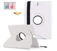 QYiD Custodia per Galaxy Tab A 9.7 SM-T550, PU Pelle Flip Protettivo Stand Custodia Ruotare Cover con Portapenne per Samsung Galaxy Tab A 9.7 SM-T550 / T551, Bianca