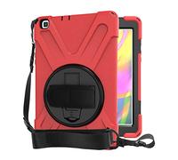 QYiD Custodia per Galaxy Tab A7 10.4 pollici 2020 SM-T500/T505/T507, corpo pieno resistente antiurto protettiva con supporto, maniglia e tracolla per Samsung Galaxy Tab A7 10.4 pollici 2020, rosso