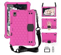 QYiD Custodia per Galaxy Tab A7 Lite Case, 8.7 Pollici Tablet Cases 2021, Eva Custodia Leggera Protettiva Antiurto per Bambini con Supporto & Portapenna, Tracolla per SM-T220/T220, RoseRed/Black