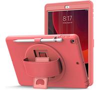 QYiD Custodia per Galaxy Tab S7+/ S7 Plus 12.4 Pollici 2020, Antiurto Protettiva con Cavalletto 360° e Cinturino e Tracolla Tenuti in Mano per Galaxy Tab S7 Plus (SM-T970/975/976), Coral Orange