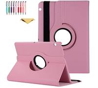 QYiD Custodia per Huawei MediaPad T3 9.6, PU Pelle Flip Protettivo Stand Custodia Ruotare Cover con Portapenne per Huawei MediaPad T3 10 AGS-L03, Pink