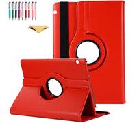 QYiD Custodia per Huawei MediaPad T3 9.6, PU Pelle Flip Protettivo Stand Custodia Ruotare Cover con Portapenne per Huawei MediaPad T3 10 AGS-L03, Rosso
