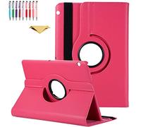QYiD Custodia per Huawei MediaPad T3 9.6, PU Pelle Flip Protettivo Stand Custodia Ruotare Cover con Portapenne per Huawei MediaPad T3 10 AGS-L03, Rosa