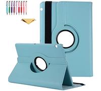 QYiD Custodia per Huawei MediaPad T3 9.6, PU Pelle Flip Protettivo Stand Custodia Ruotare Cover con Portapenne per Huawei MediaPad T3 10 AGS-L03, Azzurro