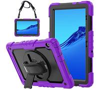 QYiD Custodia per Huawei MediaPad T5 10, Antiurto Resistente Custodia con Pellicola Protettiva, 360 Supporto Rotante e Tracolla Protettiva per Huawei Mediapad T5 10 10.1 Pollici 2018 Tablet, Viola