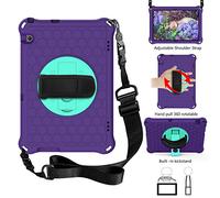 QYiD Custodia per Huawei MediaPad T5 10, Leggera Eva Custodia Bambini Robusta con Hand Tracolla e Kickstand Rotante per Huawei Mediapad T5 10 10.1 Pollice 2018 Tablet, Viola/Aqua