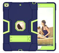 QYiD Custodia per iPad 10.2 / 7th Generation Hybrid Heavy Duty Defender Antiurto Protective con Stand per Apple iPad 10.2 (2019) / A2200 / A2198 / A2232 (NavyBlu+Olivine)