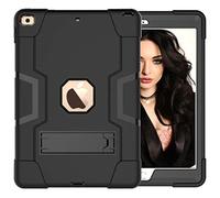 QYiD Custodia per iPad 10.2 / 7th Generation Hybrid Heavy Duty Defender Antiurto Protective con Stand per Apple iPad 10.2 (2019) / A2200 / A2198 / A2232 (Nero+Nero)