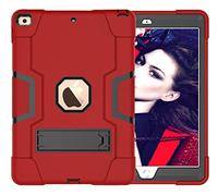 QYiD Custodia per iPad 10.2 / 7th Generation Hybrid Heavy Duty Defender Antiurto Protective con Stand per Apple iPad 10.2 (2019) / A2200 / A2198 / A2232 (Rosso+Nero)