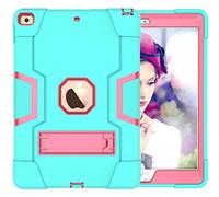 QYiD Custodia per iPad 10.2 / 7th Generation Hybrid Heavy Duty Defender Antiurto Protective con Stand per Apple iPad 10.2 (2019) / A2200 / A2198 / A2232 (Aqua+Rose)