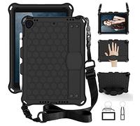 QYiD Custodia per iPad 10.2 / iPad 7th Generation, per Bambini Leggero Eva Protective per Bambini con Porta Apple Pencil, Kickstand/Grip Handle & Tracolla per iPad 10.2 Pollici 2019, Nero/Nero