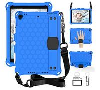 QYiD Custodia per iPad 10.2 / iPad 7th Generation, per Bambini Leggero Eva Protective per Bambini con Porta Apple Pencil, Kickstand/Grip Handle & Tracolla per iPad 10.2 Pollici 2019, Blu/Nero