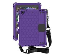 QYiD Custodia per iPad 9.7 2018/2017, per Bambini Leggero Eva Protective per Bambini con Porta Apple Pencil, Kickstand/Grip Handle & Tracolla per iPad 9.7 Pollici 5th / 6th Generation, Viola/Nero