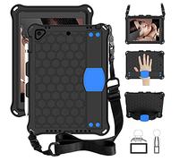 QYiD Custodia per iPad Air 2, Anti-Fall per Bambini Leggero Eva Protective per Bambini con Porta Apple Pencil, Kickstand/Grip Handle & Tracolla per Apple iPad Air 2 (A1566 A1567), Nero/Blu