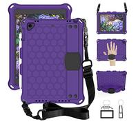 QYiD Custodia per iPad Air 2, Anti-Fall per Bambini Leggero Eva Protective per Bambini con Porta Apple Pencil, Kickstand/Grip Handle & Tracolla per Apple iPad Air 2 (A1566 A1567), Viola/Nero