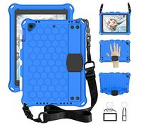 QYiD Custodia per iPad Air 2, Anti-Fall per Bambini Leggero Eva Protective per Bambini con Porta Apple Pencil, Kickstand/Grip Handle & Tracolla per Apple iPad Air 2 (A1566 A1567), Blu/Nero