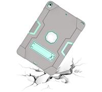 QYiD Custodia per iPad Air 3 / 3rd Gen, Hybrid Antiurto Robusto Drop Protection Cover Built con Stand per Apple iPad Air 3 (2019) 10.5" / Apple iPad PRO 10.5 (2017) / A2153, A2123 (Grigio+Aqua)
