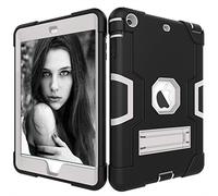 QYiD Custodia per iPad Mini 1/2/3, Hybrid Antiurto Robusto Drop Protection Cover Built con Stand per Apple iPad Mini 3 (2014) / Mini 2 / Mini 1 / A1599, A1600, A1489, A1490 (Nero+Grigio)