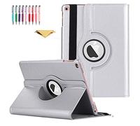 QYiD Custodia per iPad Mini 1/2/3, PU Pelle Flip Protettivo Stand Custodia Ruotare Cover con Portapenne per iPad Mini 3/ Mini 2/ Mini 1-7.9 Pollici, Sliver