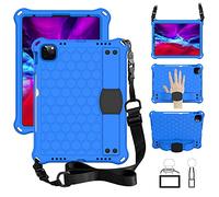 QYiD Custodia per iPad PRO 11" 2020/2018, per Bambini Leggero Eva Protective per Bambini con Porta Apple Pencil, Kickstand/Grip Handle & Tracolla per Apple New iPad PRO 11 Pollici 2nd/1st, Blu/Nero