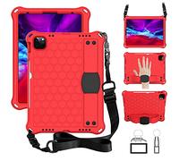 QYiD Custodia per iPad PRO 11" 2020/2018, per Bambini Leggero Eva Protective per Bambini con Porta Apple Pencil, Kickstand/Grip Handle & Tracolla per Apple New iPad PRO 11 Pollici 2nd/1st, Rosso/Nero