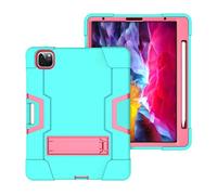 QYiD Custodia per iPad PRO 12.9 4th Generation 2020 & 2018, Anti-Fall Robusto Hybrid Protection Cover con Stand Sopport Pencil Charging per iPad PRO 12.9 Pollici 2020/2018, Aqua+Rose