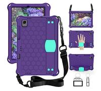 QYiD Custodia per Lenovo Tab 4 10, EVA Custodia Leggera Protettiva Antiurto per Bambini con Supporto & Portapenna, Tracolla per Lenovo Tab 4 10.1 Pollici Tablet 2017 (Model: TB-X304), Purple/Aqua