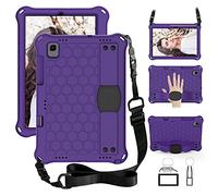 QYiD Custodia per Lenovo Tab E10 (TB-X104F) 10.1 Pollici, Eva Custodia Leggera Protettiva Antiurto per Bambini con Supporto & Portapenna, Tracolla per Lenovo Tab E10 10.1" Tablet 2018, Purple/Black