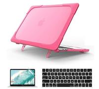 QYiD Custodia per MacBook Air 13 Pollici 2020 2019 2018 A2337 M1 A1932 A2179, 2 in 1 Heavy Duty Rigid Cover Protective con paraurti in plastica per Apple Mac Air 13 Retina con Touch ID, Rosa