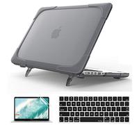 QYiD Custodia per MacBook Air 13 Pollici 2020 2019 2018 A2337 M1 A1932 A2179, 2 in 1 Heavy Duty Rigid Cover Protective con paraurti in plastica per Apple Mac Air 13 Retina con Touch ID, Grigio