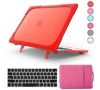 QYiD Custodia per MacBook Air 13 Pollici 2020 2019 2018 New Version A1932 A2179, 2 in 1 Heavy Duty Rigid Cover Protective con paraurti in plastica per Apple Mac Air 13 Retina con Touch ID, Rosso