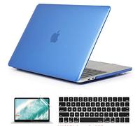 QYiD Custodia per MacBook Air 13 Pollici 2020 2019 2018 New Version A1932 A2179, Plastic Transparent Cover con Tastiera Cover & Proteggi Schermo per Apple Mac Air 13 Retina con Touch ID, Blu Scuro